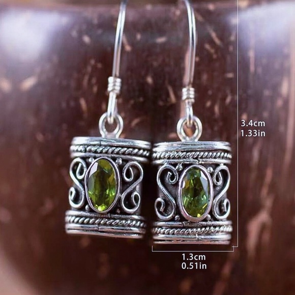 Any 3/$25! Antiqued Silver Green Crystal Drop Earrings - Picture 3 of 5